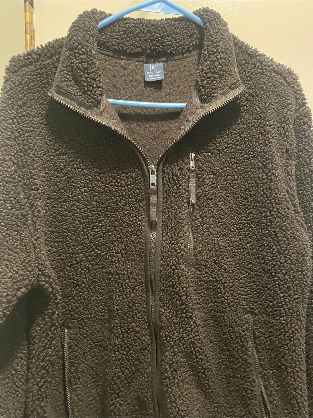 George men’s Cozy Black Sherpa Full-Zip Jacket size s (34-36)